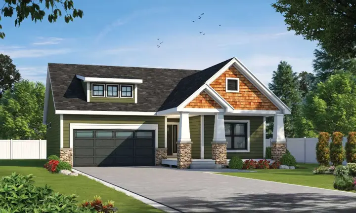Craftsman house plans 10-1936 - front exterior, 1,511 sq ft, 2 bed, 2 bath house plans | Monster House Plans