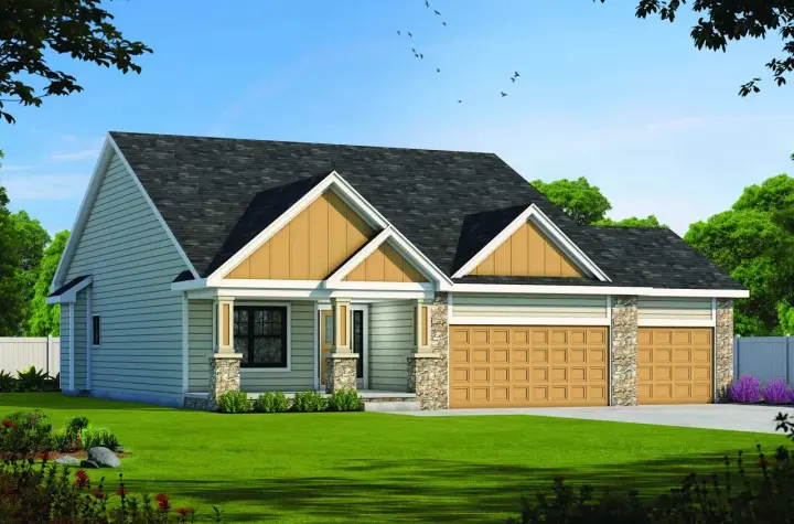 Craftsman house plans 10-1949 - front exterior, 1,471 sq ft, 2 bed, 2 bath house plans | Monster House Plans