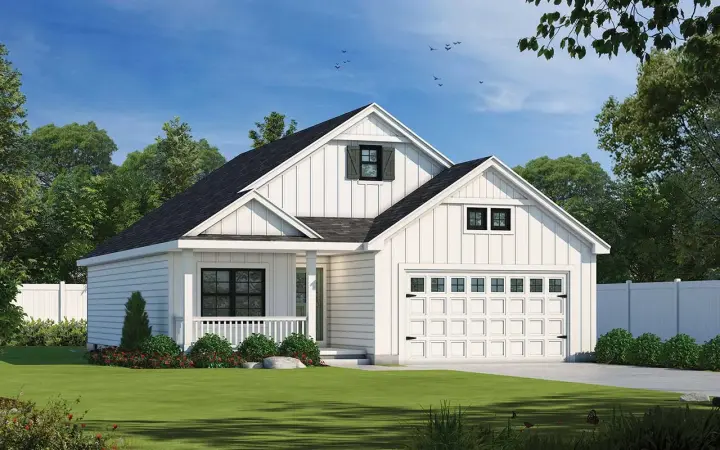 Modern Farmhouse house plans 10-1954 - front exterior, 1,387 sq ft, 2 bed, 2 bath house plans | Monster House Plans