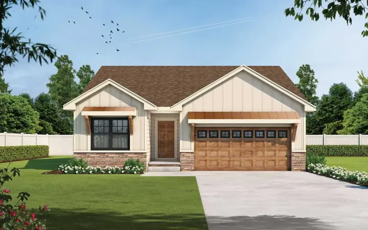 Traditional house plans 10-1987 - front exterior, 1,390 sq ft, 2 bed, 2 bath house plans | Monster House Plans