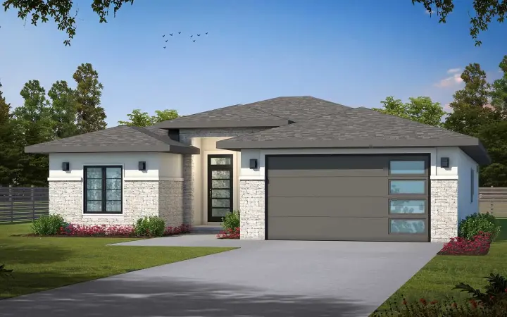 Modern house plans 10-1990 - front exterior, 1,872 sq ft, 3 bed, 3 bath house plans | Monster House Plans