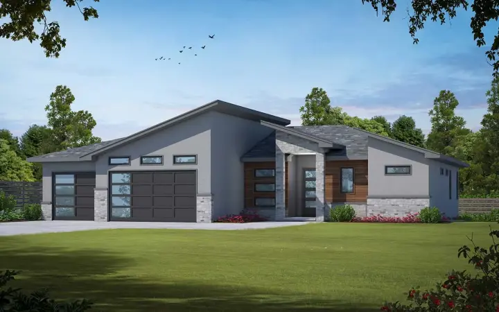 Contemporary house plans 10-1992 - front exterior, 2,904 sq ft, 4 bed, 2 bath house plans | Monster House Plans