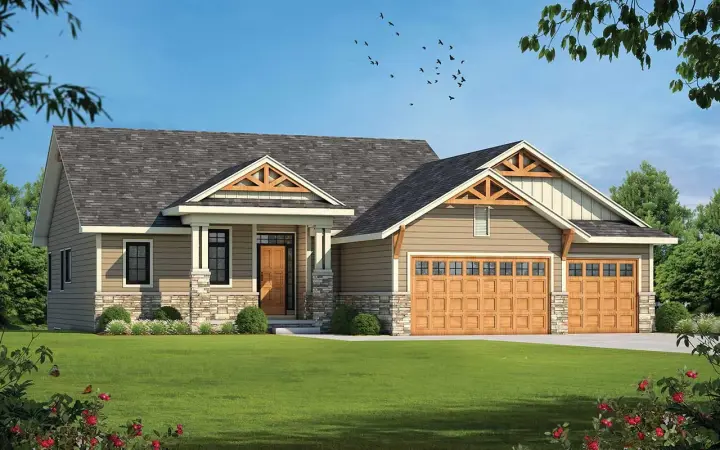 Craftsman house plans 10-1993 - front exterior, 3,139 sq ft, 4 bed, 3 bath house plans | Monster House Plans