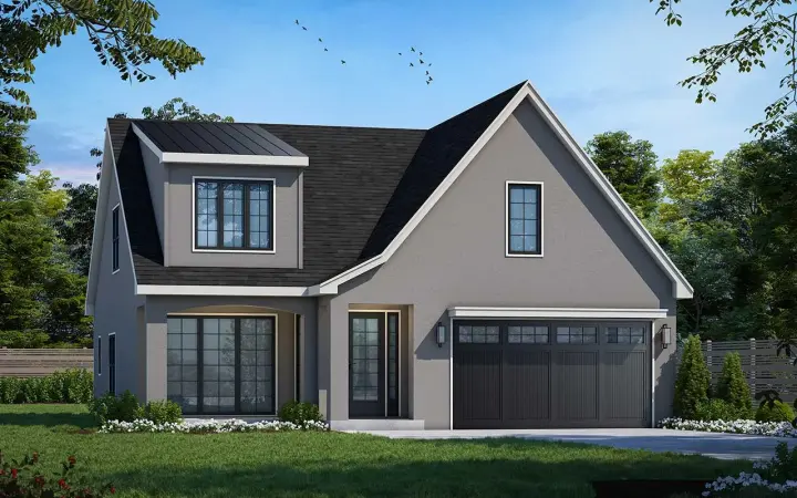 Modern house plans 10-2005 - front exterior, 1,324 sq ft, 3 bed, 2 bath house plans | Monster House Plans