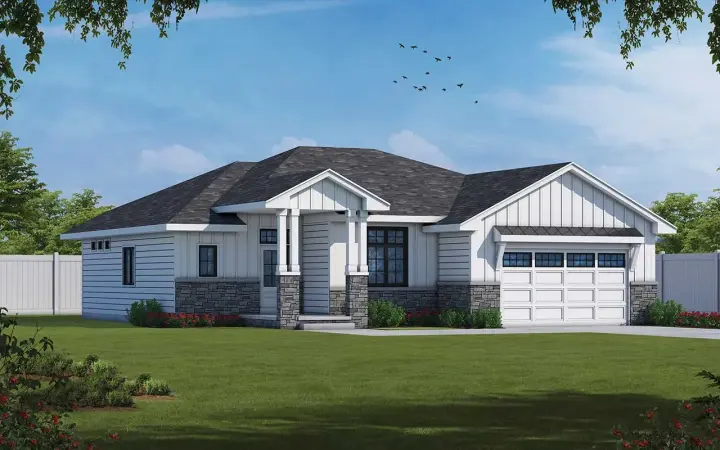 Modern Farmhouse house plans 10-2023 - front exterior, 1,986 sq ft, 2 bed, 2 bath house plans | Monster House Plans