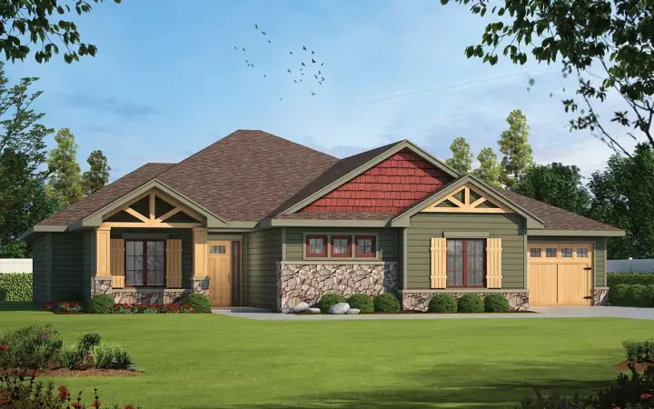 Craftsman house plans 10-2029 - front exterior, 2,382 sq ft, 3 bed, 2 bath house plans | Monster House Plans