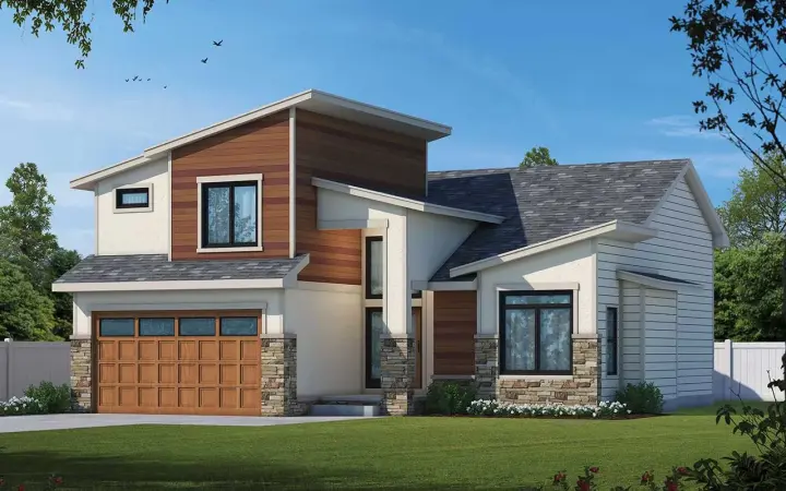 Contemporary house plans 10-2034 - front exterior, 1,649 sq ft, 3 bed, 2 bath house plans | Monster House Plans
