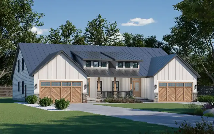 Modern Farmhouse house plans 10-2061 - front exterior, 4,090 sq ft, 6 bed, 6 bath house plans | Monster House Plans