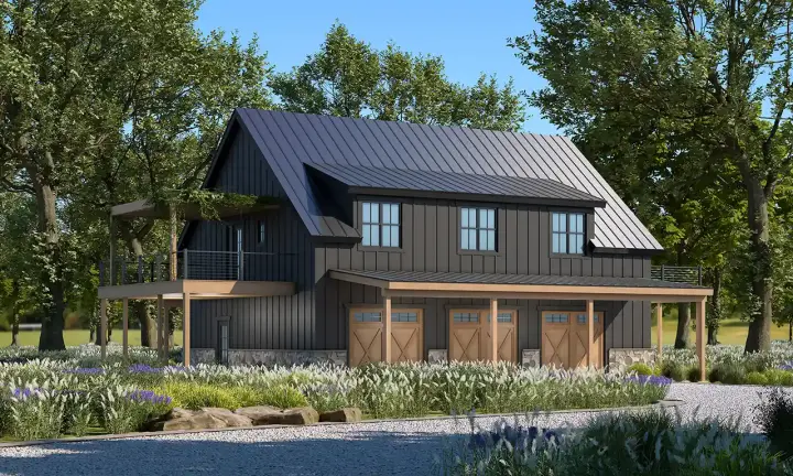 Mountain Rustic house plans 10-2072 - front exterior, 1,565 sq ft, 1 bed, 2 bath house plans | Monster House Plans