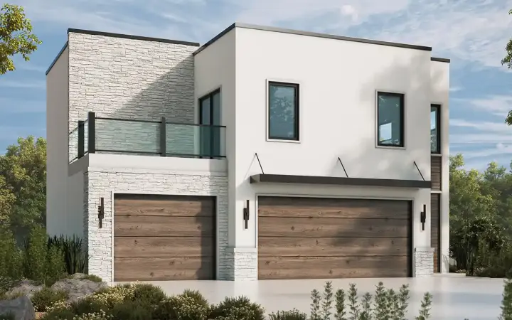 Modern house plans 10-2075 - front exterior, 792 sq ft, 1 bed, 1 bath house plans | Monster House Plans