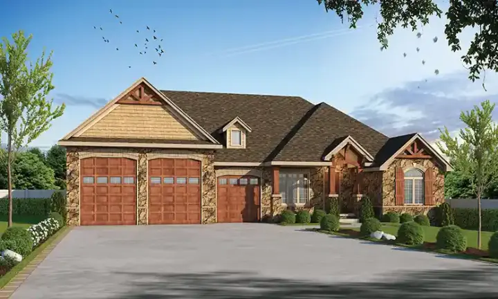 Traditional house plans 10-2084 - front exterior, 1,548 sq ft, 2 bed, 2 bath house plans | Monster House Plans