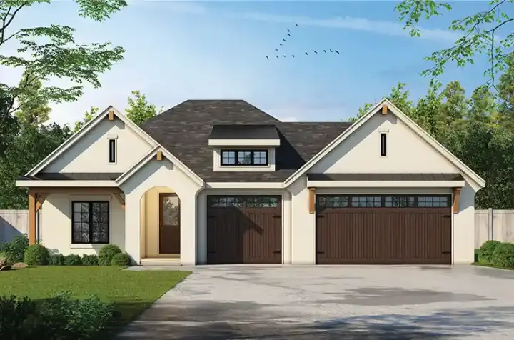 European house plans 10-2085 - front exterior, 1,649 sq ft, 2 bed, 2 bath house plans | Monster House Plans