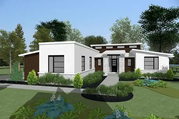 Contemporary house plans 10-2088 - front exterior, 2,772 sq ft, 3 bed, 2 bath house plans | Monster House Plans