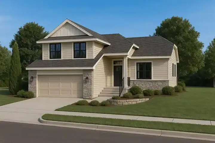 Traditional house plans 10-2092 - front exterior, 1,786 sq ft, 3 bed, 2 bath house plans | Monster House Plans
