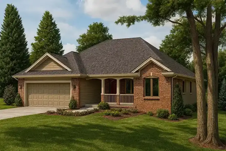 Traditional house plans 10-2094 - front exterior, 1,453 sq ft, 3 bed, 2 bath house plans | Monster House Plans