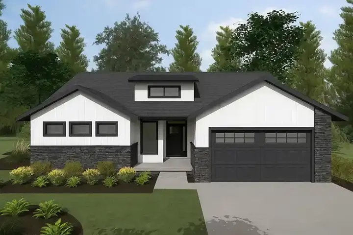 Contemporary house plans 10-2096 - front exterior, 1,882 sq ft, 3 bed, 3 bath house plans | Monster House Plans