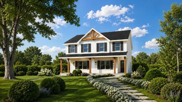 Modern Farmhouse house plans 10-2104 - front exterior, 2,868 sq ft, 6 bed, 4 bath house plans | Monster House Plans