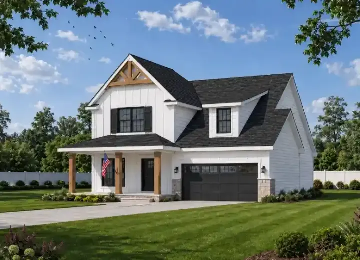 Modern Farmhouse house plans 10-2124 - front exterior, 1,905 sq ft, 3 bed, 3 bath house plans | Monster House Plans