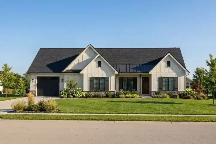 Modern Farmhouse house plans 10-2126 - front exterior, 1,434 sq ft, 2 bed, 2 bath house plans | Monster House Plans