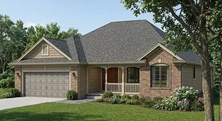 Traditional house plans 10-956 - front exterior, 1,453 sq ft, 3 bed, 2 bath house plans | Monster House Plans