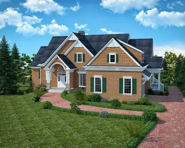 Waterfront house plans 102-101 - front exterior, 3,854 sq ft, 5 bed, 5 bath house plans | Monster House Plans