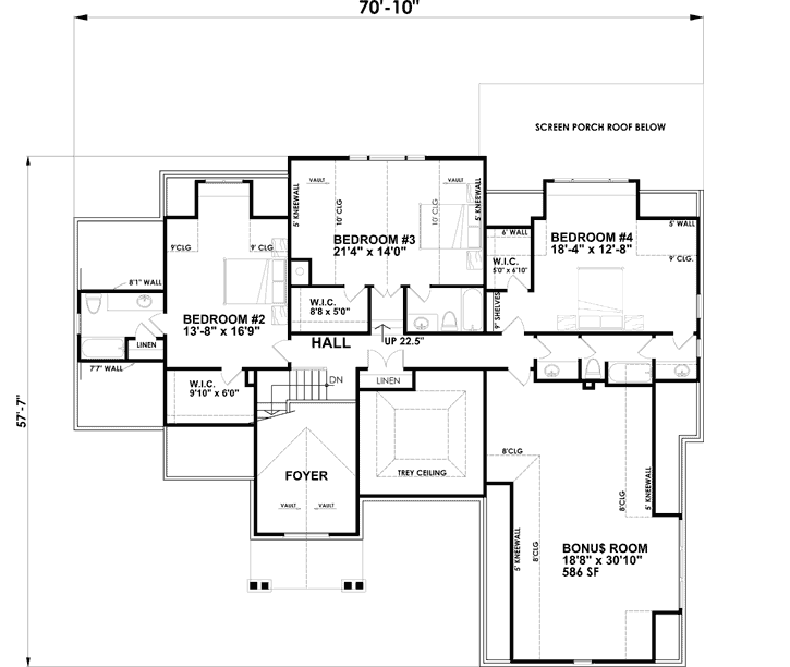 Upper/Second Floor Plan: 102-101