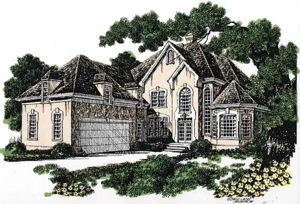 European house plans 102-105 - front exterior, 3,002 sq ft, 3 bed, 3 bath house plans | Monster House Plans