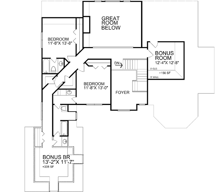 Upper/Second Floor Plan: 102-105
