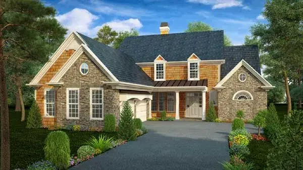 Traditional house plans 102-106 - front exterior, 3,088 sq ft, 4 bed, 3 bath house plans | Monster House Plans