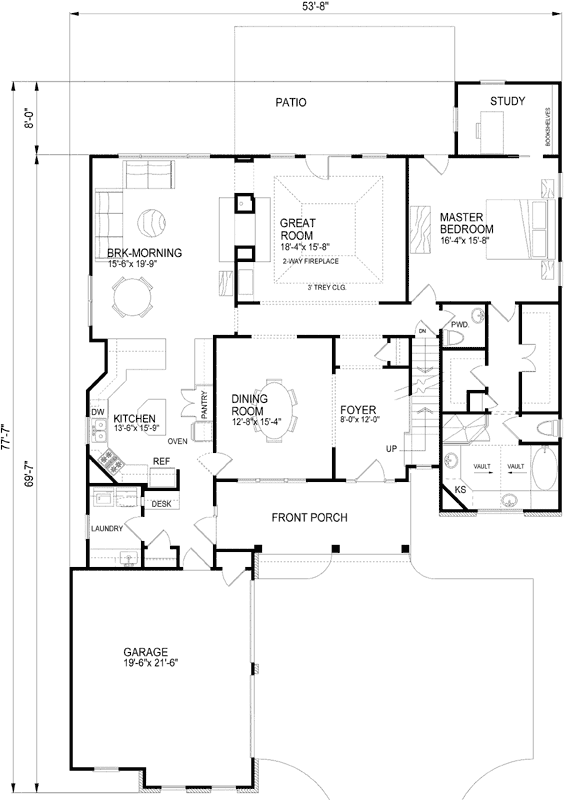 Main Floor Plan: 102-106