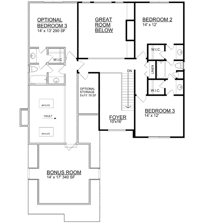 Upper/Second Floor Plan: 102-109