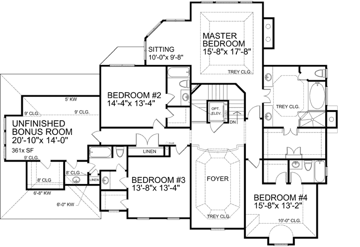 Upper/Second Floor Plan:102-111