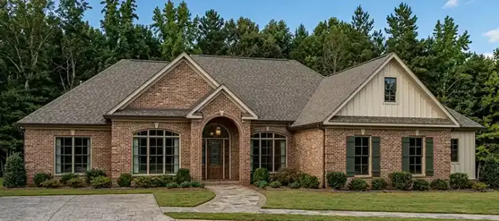 Traditional house plans 103-123 - front exterior, 2,420 sq ft, 4 bed, 2 bath house plans | Monster House Plans