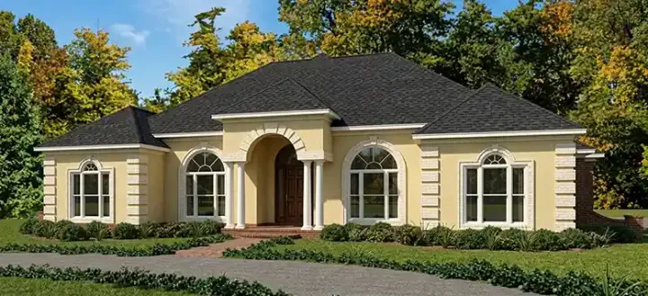 Mediterranean house plans 103-155 - front exterior, 3,000 sq ft, 4 bed, 2 bath house plans | Monster House Plans