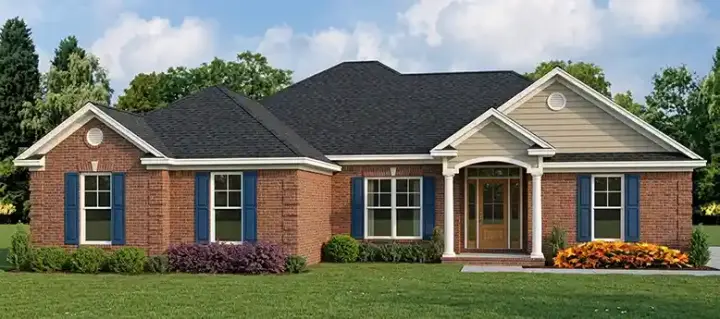 Traditional house plans 103-161 - front exterior, 1,846 sq ft, 4 bed, 2 bath house plans | Monster House Plans