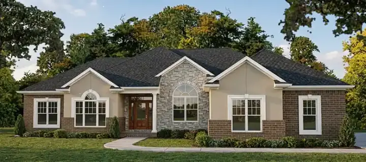 Traditional house plans 103-190 - front exterior, 2,262 sq ft, 4 bed, 2 bath house plans | Monster House Plans