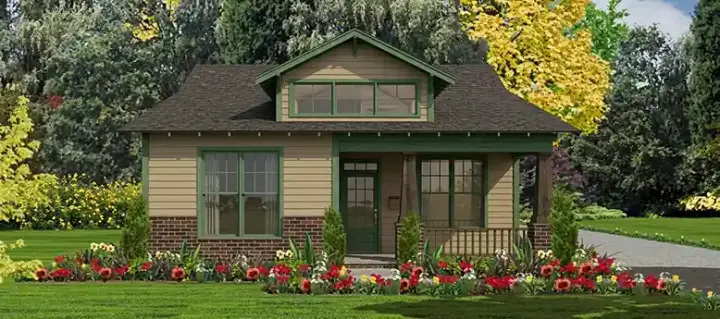 Craftsman house plans 103-222 - front exterior, 1,205 sq ft, 2 bed, 2 bath house plans | Monster House Plans