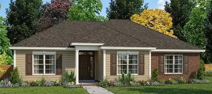 Traditional house plans 103-225 - front exterior, 1,471 sq ft, 3 bed, 2 bath house plans | Monster House Plans