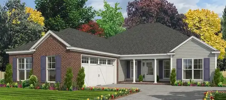 Traditional house plans 103-242 - front exterior, 1,825 sq ft, 3 bed, 2 bath house plans | Monster House Plans
