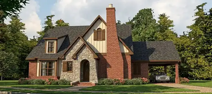 French Country house plans 103-340 - front exterior, 1,809 sq ft, 3 bed, 2 bath house plans | Monster House Plans