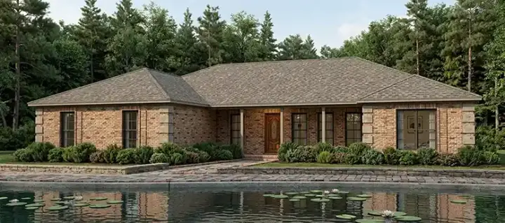 Traditional house plans 103-343 - front exterior, 2,042 sq ft, 3 bed, 2 bath house plans | Monster House Plans