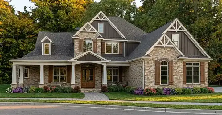 Craftsman house plans 103-360 - front exterior, 4,425 sq ft, 5 bed, 3 bath house plans | Monster House Plans