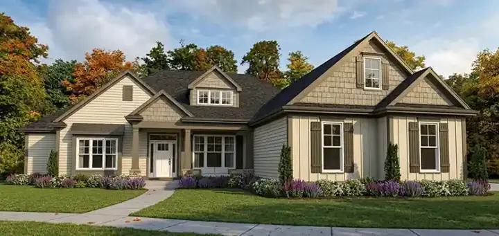 Traditional house plans 103-368 - front exterior, 2,298 sq ft, 5 bed, 3 bath house plans | Monster House Plans