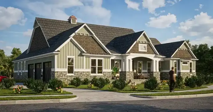 Craftsman house plans 103-373 - front exterior, 2,865 sq ft, 3 bed, 2 bath house plans | Monster House Plans