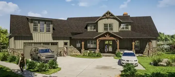 Craftsman house plans 103-375 - front exterior, 3,623 sq ft, 5 bed, 5 bath house plans | Monster House Plans