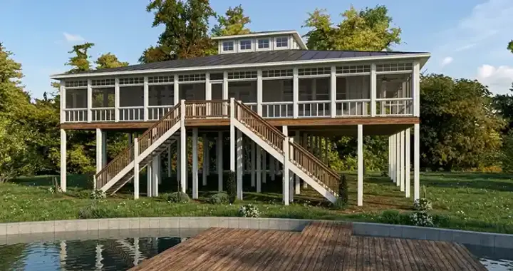 Coastal house plans 103-379 - front exterior, 1,889 sq ft, 3 bed, 2 bath house plans | Monster House Plans