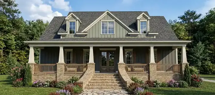 Craftsman house plans 103-380 - front exterior, 2,598 sq ft, 3 bed, 2 bath house plans | Monster House Plans