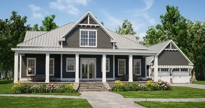 Modern Farmhouse house plans 103-396 - front exterior, 2,387 sq ft, 3 bed, 3 bath house plans | Monster House Plans
