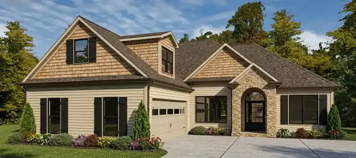 European house plans 103-438 - front exterior, 1,887 sq ft, 3 bed, 2 bath house plans | Monster House Plans