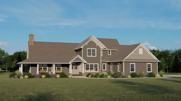 Farmhouse house plans 104-112 - front exterior, 3,167 sq ft, 4 bed, 2 bath house plans | Monster House Plans